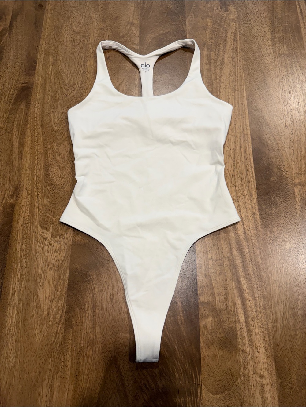 ALO Yoga White Racerback One-Piece Bodysuit